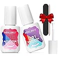Modelones 5 Pcs Dip Powder Liquid Set with 2 in 1 Base & Top Coat and Activator, Dipping Powder System Essential Kit with nail tools for French Nail Art Manicure