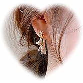 W WEILIRIAN Gold Bohemian Crystal Bear Drop Earrings - Dangle, Star Stud Earrings - Cute Animal Earrings for Women - Gifts