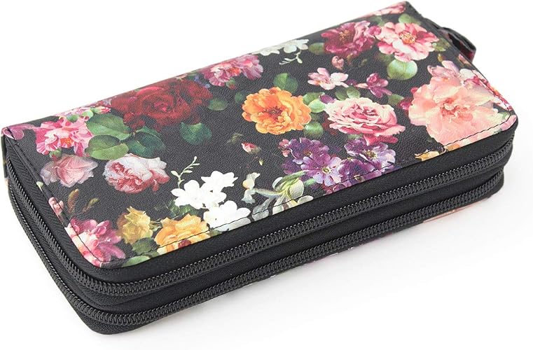 Amazon 財布 ダブルファスナー レディース 長財布 ラウンドファスナー デザインロングウォレット フラワー 花柄 Bp 1044 ブラック Blanc Pomme ブランポム 財布