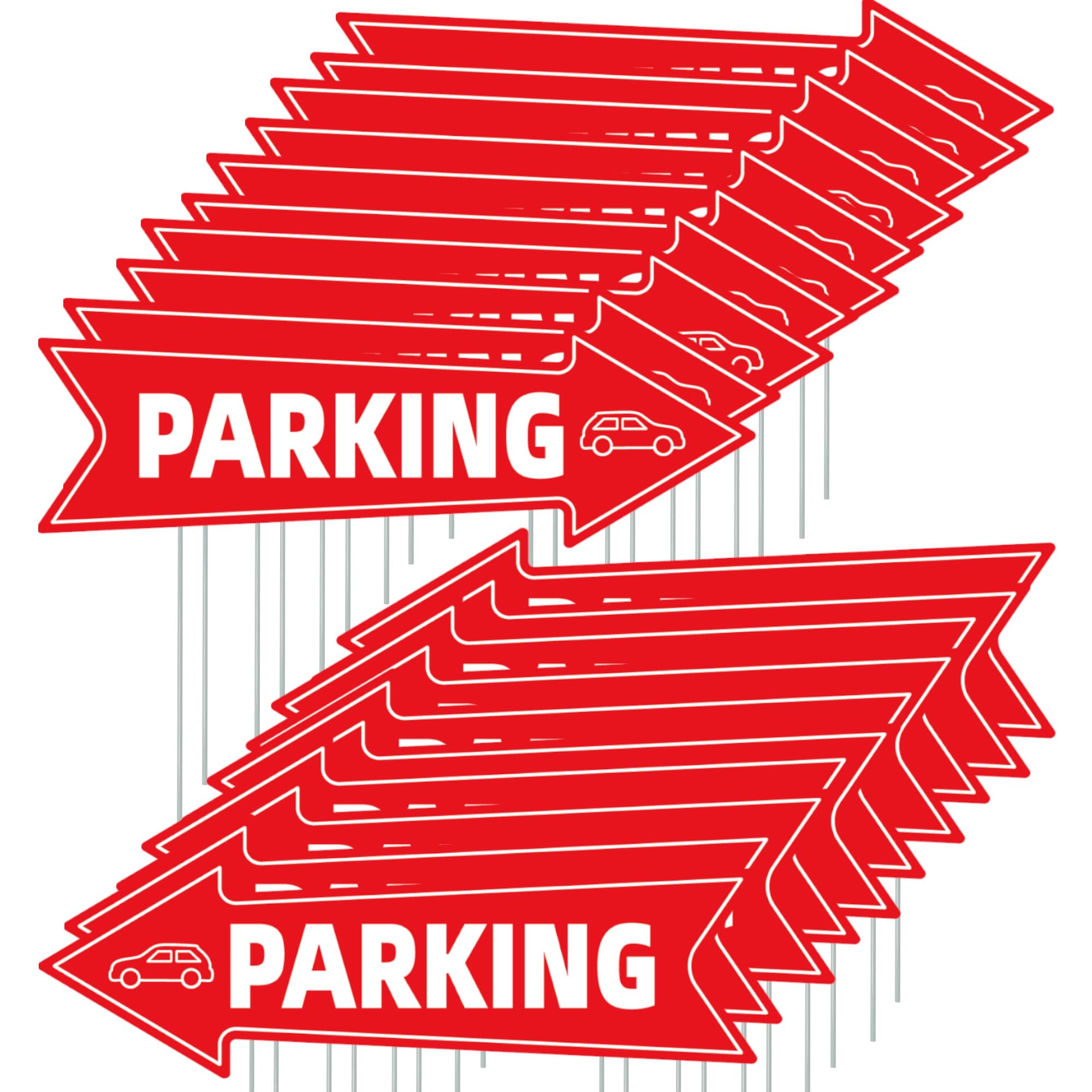 Photo 1 of 16 X 5 Inch Directional Parking Signs with Arrows - Durable Corrugated Plastic Event Parking Yard Signs, Red & White, Left & Right Arrow, with Stakes (20)