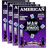 Mah Jongg 2025 2026 Card Reference Pack of 4 - Standard Hands & Play Rules Friendly Guide with Large Illustrated Print, Winni