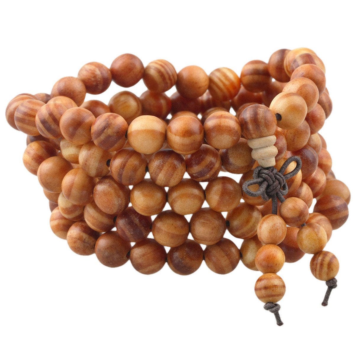 KYEYGWO 108 Mala Prayer Beads Bracelet for Woman, Natural Wood Tibetan Buddhist Buddha Meditation Bead Necklace, Emperor Blood Wood