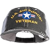 e4Hats.com U.S. Airforce Veteran with Roundel Embroidered Low Profile Special Cotton Mesh Cap