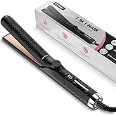 360° Airflow Styler Curling Iron, 2 in 1 Hair Straightener and Curler with Vented Cool Air to Lock in Style, 1.25 Inch Extra Long Flat Iron Curling Iron in One, Dual Voltage for Travel, LCD Display