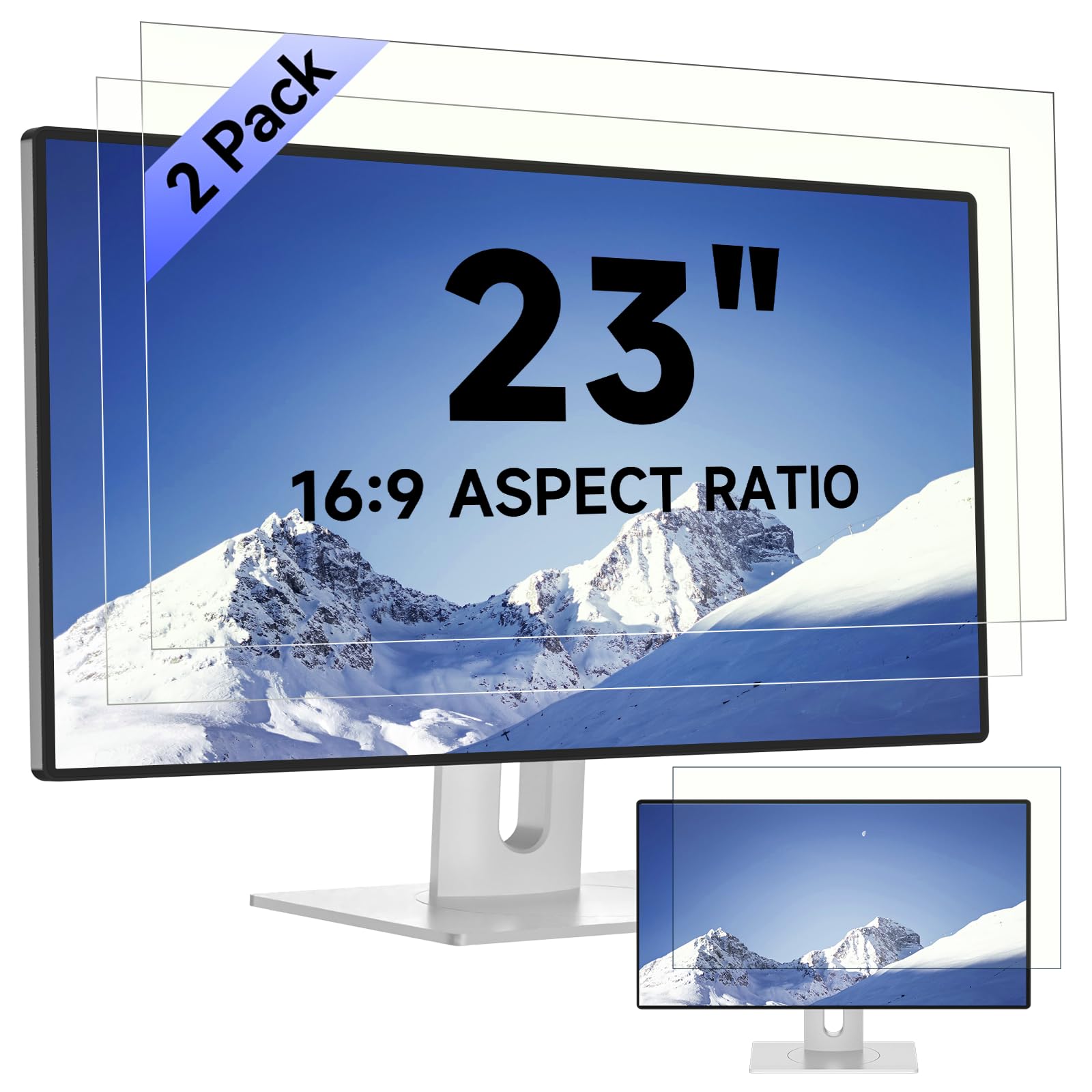 Photo 1 of [2-Pack] 23 Inch Computer Blue Light Blocking Screen Protector for 16:9 Widescreen Monitor, Anti Glare Anti-UV Eye Protection Desktop PC LED Monitor Filter, Removable Anti-Scratch Screen Film 23in