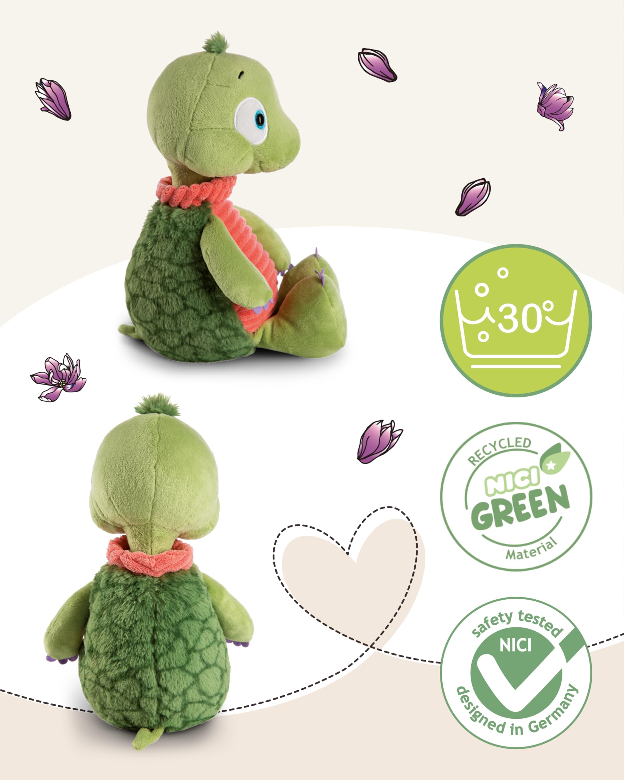 NICI Kuscheltier Schildkröte Tateus 25cm - Plüschtier zum Kuscheln und Liebhaben, Nachhaltig produziertes Stofftier aus recycelten Materialien – 49791 3