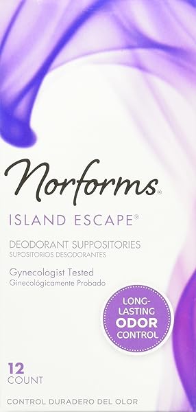 NORFORMS FEMININE DEODORANT SUPPOSITORIES – ISLAND ESCAPE – 12 CT