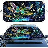 Zarnix Dragonfly Car Windshield Sun Shade Sun Visor Protector, Universal Fit, 59L x 31.5W Inch, UV Protection, Easy to Use and Store
