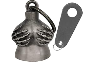 Dream Apparel Motorcycle Biker Bell W/Motorcycle Bell Hanger, Motorcycle Accessories or Key Chain for Luck, Silver