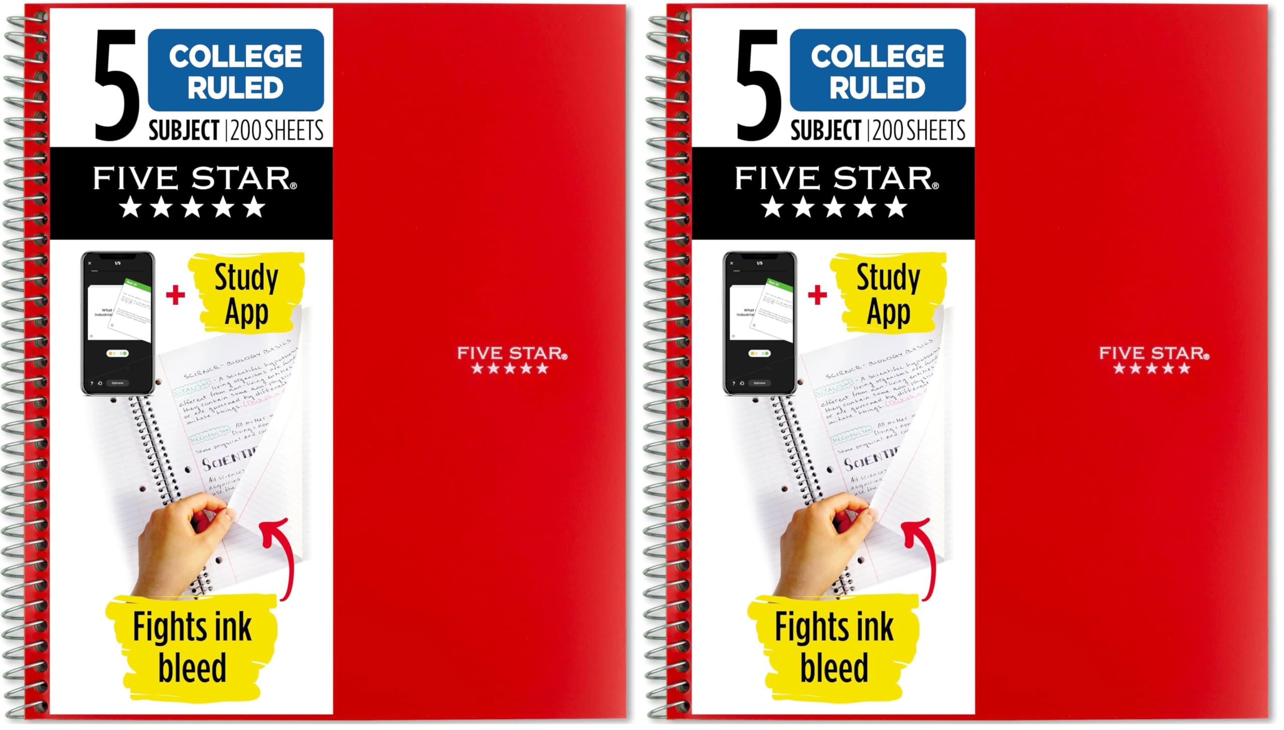 Five Star Spiral Notebook + Study App, 5