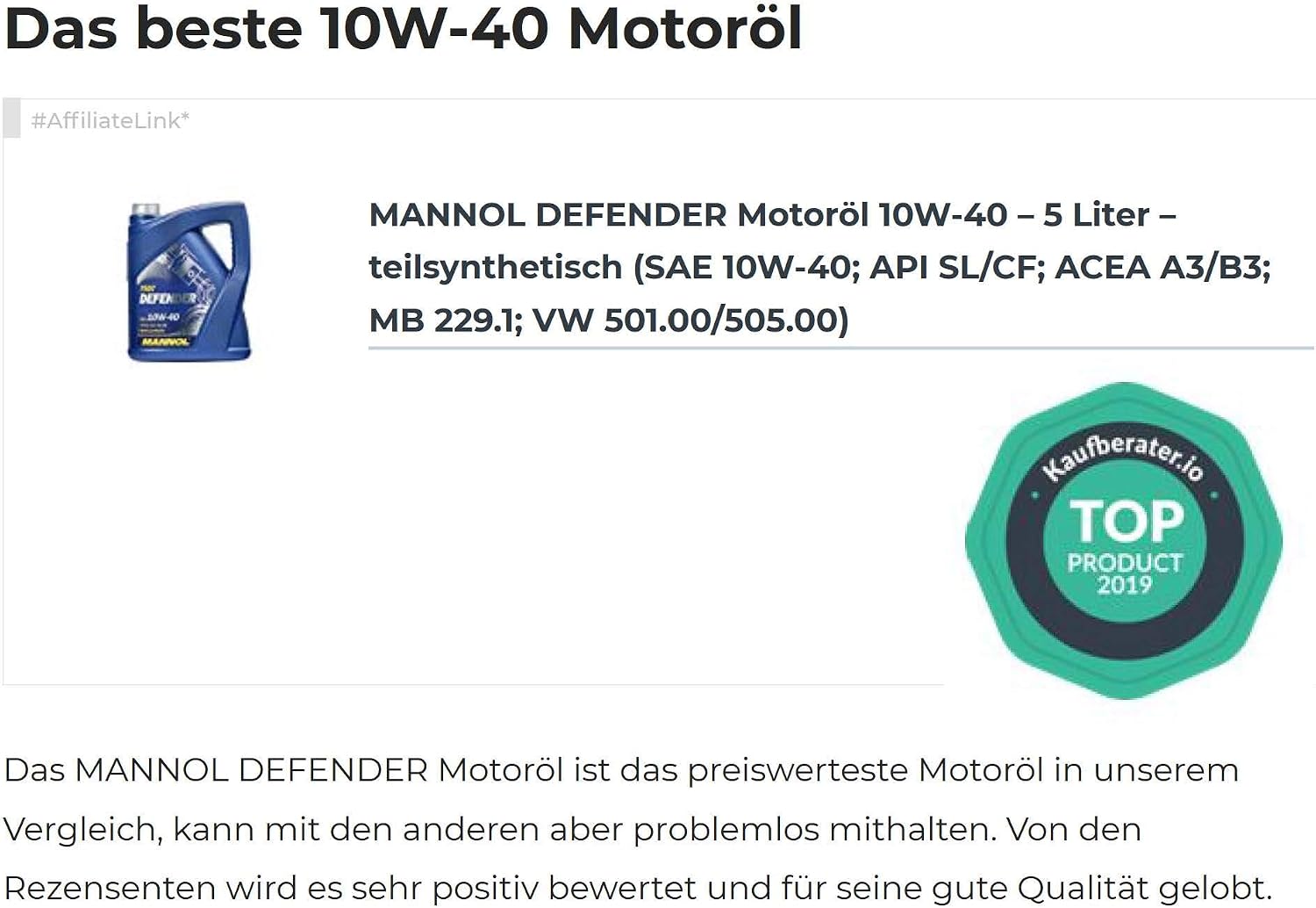 MANNOL SL/CF Defender 10W40 1 L, 1 litre - Image 4