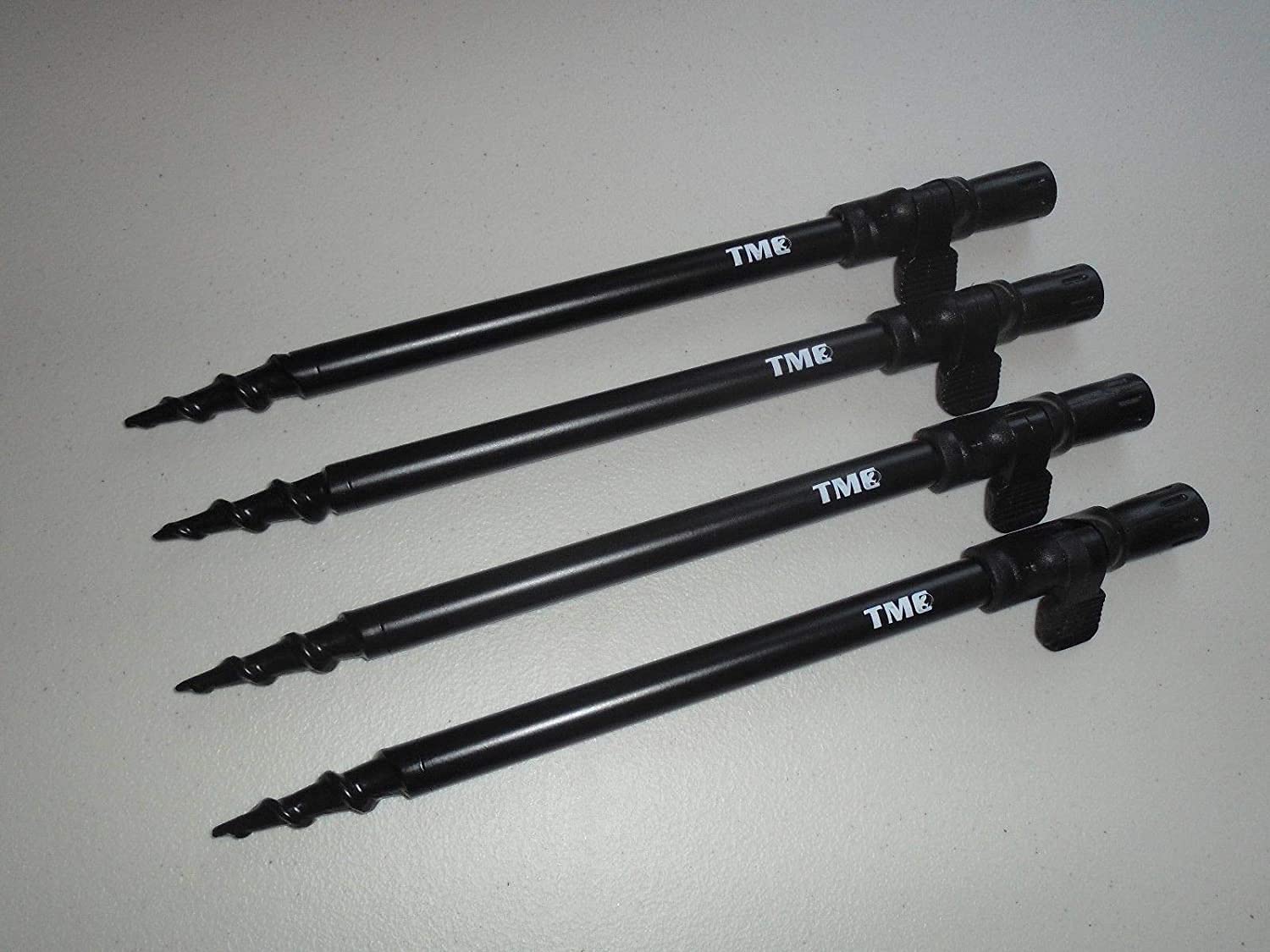 TMC 4 x Fishing Spiral Point Easy Screw Banksticks 25cm-45cm. 16mm diameter, clamp