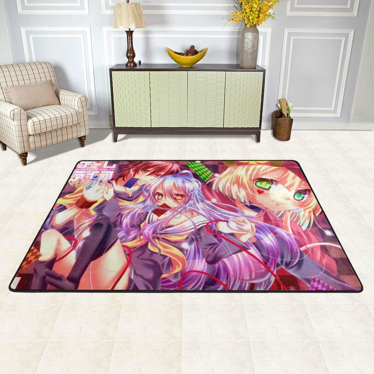 Amazon Com Halistran No Game No Life Anime Bedroom Living Room Kitchen Non Slip Carpet Easy To Clean Modern Cartoon Flannel Decoration Area Carpet Floor Mat Bathroom Rugs Home Kitchen
