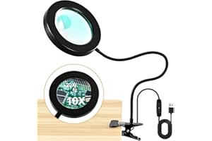20X/10X Dual-Lens Magnifying Glass with Light and Timer, Combination Lens Magnifier with Light, 3 Color Modes, 2 in 1 Magnify