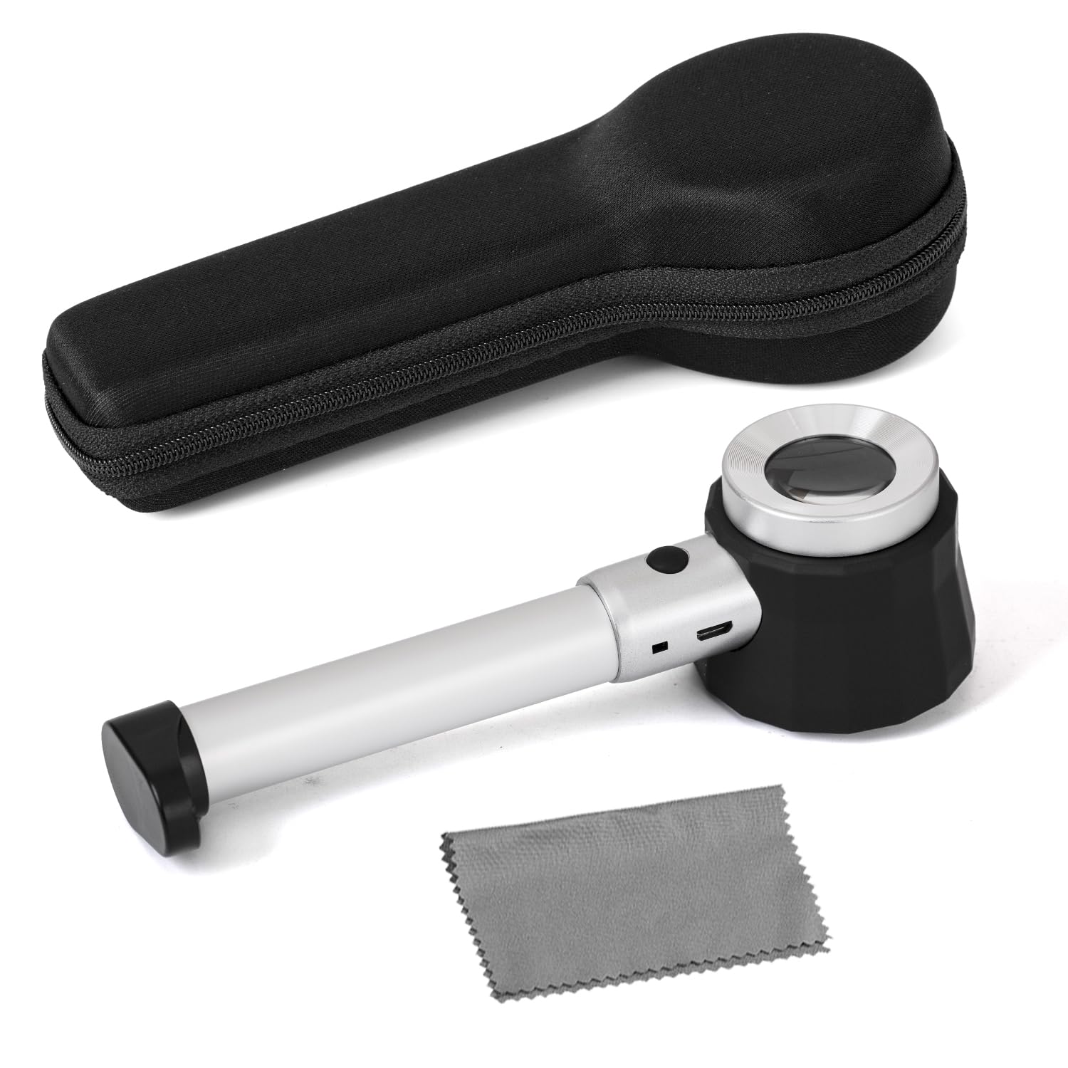 HunterBee 10X Built-in LED Lighted Optical Glass Magnifier with Measure Scale, Jewelry Identification, Document Identification, Reading Map Magnifying Glass