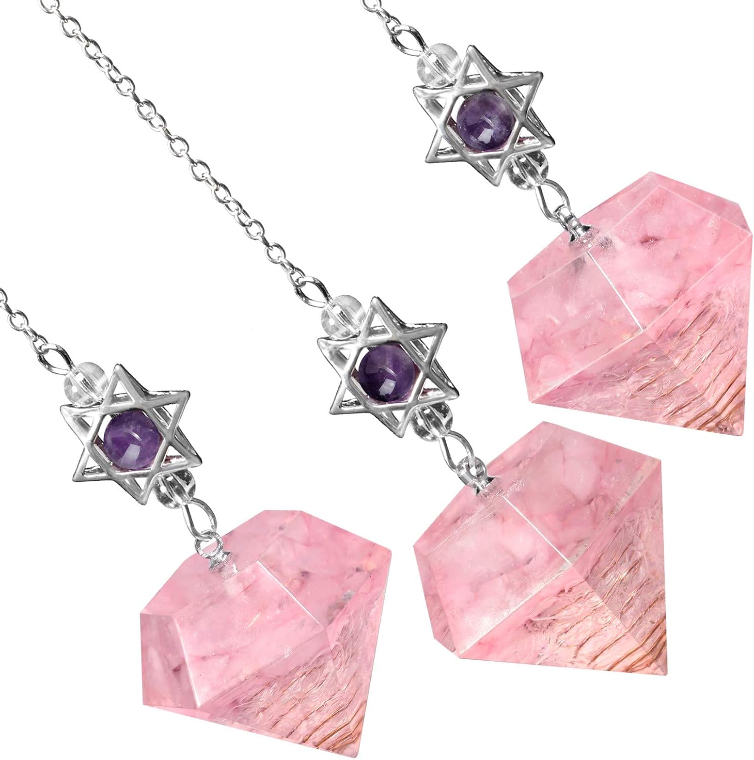 rockcloud Stone Pendulum for Dowsing Divitation Meditation Reiki Healing Energy Balancing with Dream Catcher, Rose Quartz: Home & Kitchen