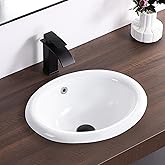 KARAMAG Bathroom Vessel Sink 18'' x 15'' Semi Recessed Bathroom Sink Oval Drop-in Vanity Sink with Overflow White Ceramic Mod