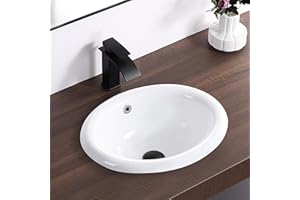 KARAMAG Bathroom Vessel Sink 18'' x 15'' Semi Recessed Bathroom Sink Oval Drop-in Vanity Sink with Overflow White Ceramic Modern Art Basin