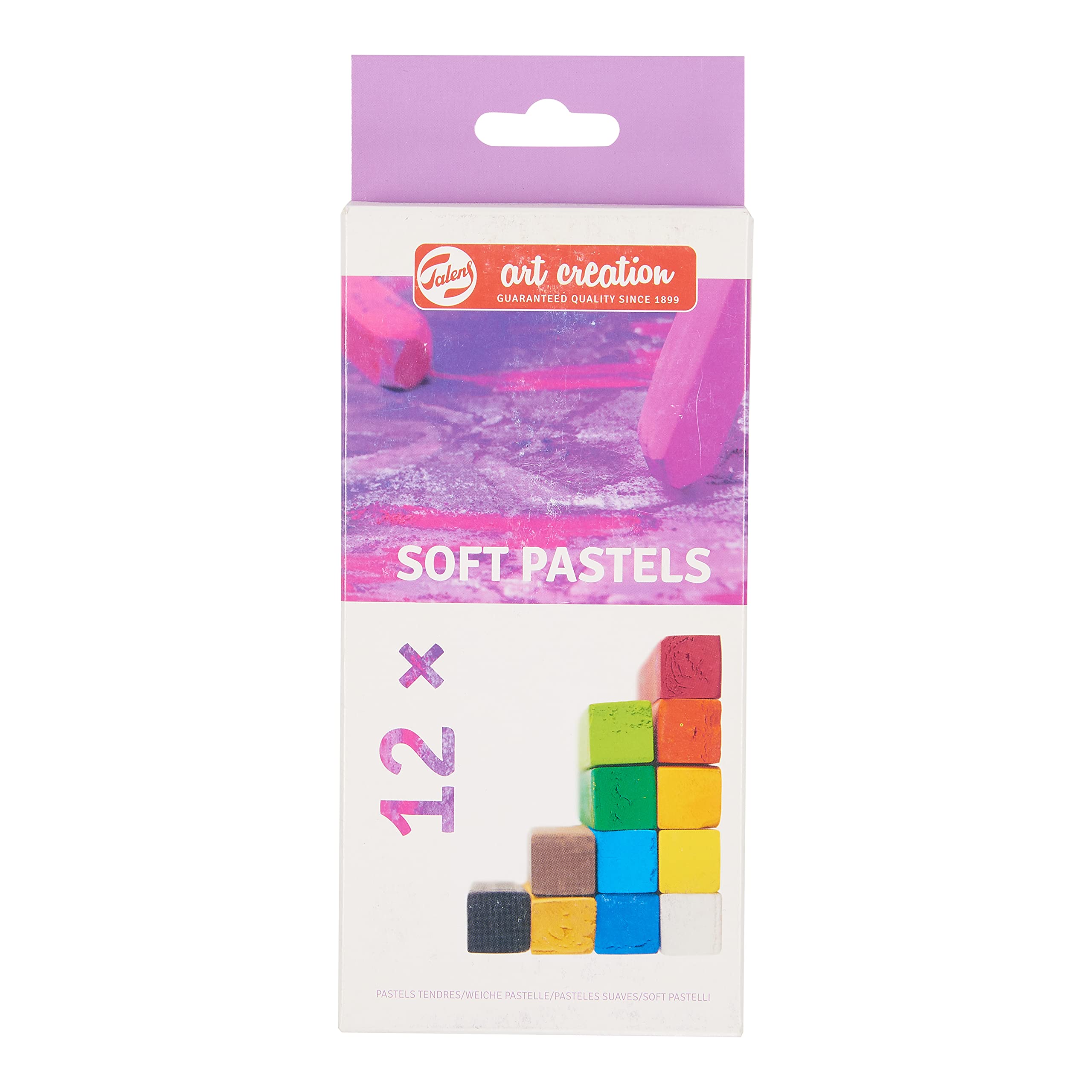 Talens Art Creation - Soft Pastel Set 12 Colours - Vivid Pigment - Velvet Finish - Easy Blend - Square Shape - Ideal for Artists - Crayon Style