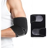 Adjustable Elbow Compression Sleeve, Tennis Elbow Brace for Men Woman, Fit for Pain Relief, Sports, Daily Activities, Golfers Elbow, Tendonitis Bursitis Arthritis Sprains Strains, One Size, 1 Pack