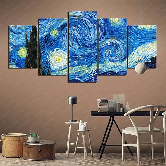 MEEKIS Schlafzimmer Dekoration Sternenhimmel 5 Panel Gemälde Wandposter