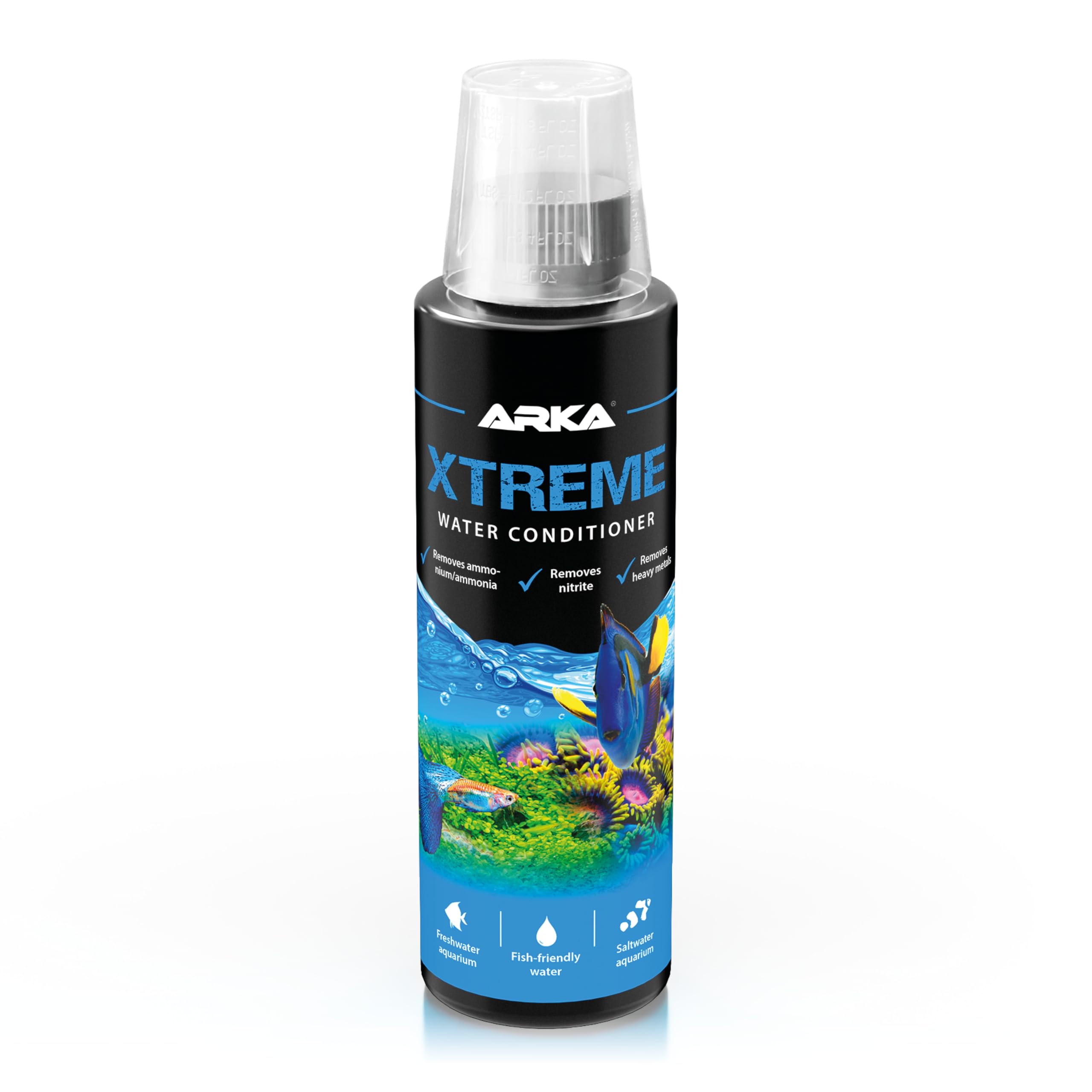 Tap safe aquarium water conditioner 236 ml – detoxifies chlorine, ammonia & nitrite – removes heavy metals – protects fish during water changes – ARKA Xtreme