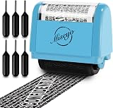Miseyo Identity Theft Protection Roller Stamp Set Blue 6 Refills Included
