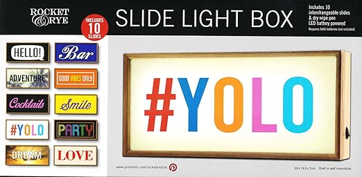 Rocket & Rye Slide - Mensaje LED de madera con caja de luz: Amazon.es: Hogar