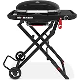 Weber&reg; Traveler&reg; Compact Portable Gas Grill for Outdoor Cooking, Propane | Folding Portable Grill with Wheels for Camping, Tailgating &amp; Travel, Easy Open &amp; Close, Camping Grill, Portable BBQ Grill