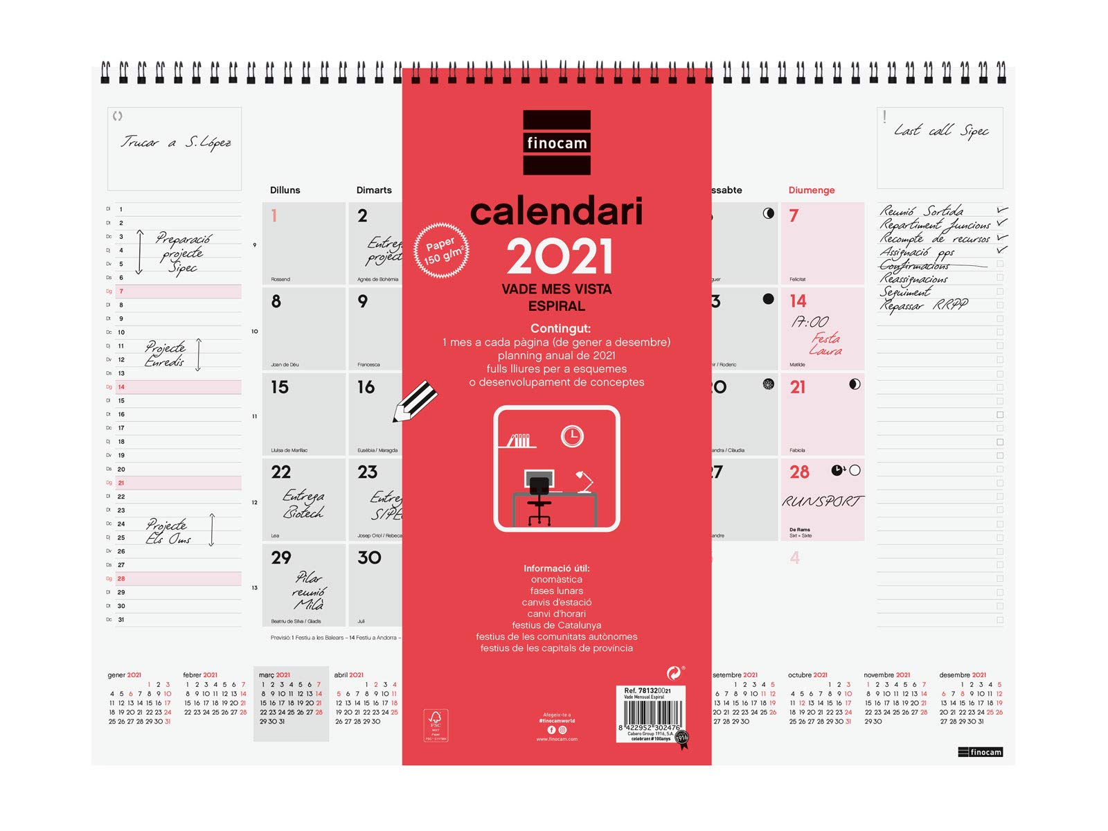 Finocam – 2021 Month View Spiral Catalan Pad