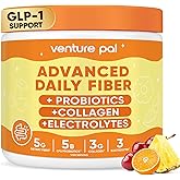 Venture Pal 6-in-1 Fiber Powder Supplement – GLP-1, Gut & Digestive Support with Acacia Fiber, Prebiotic & Probiotics, Collagen & Electrolytes, No Bloat or Constipation, Sugar Free, Non-GMO