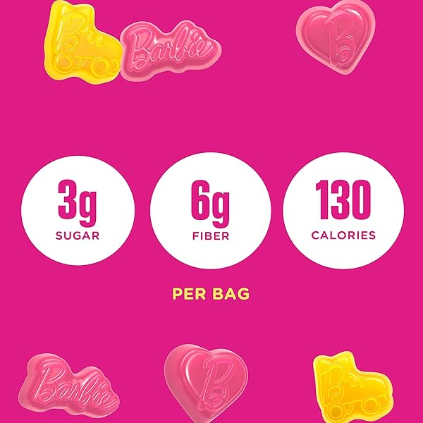 SMARTSWEETS BARBIE PINK LEMONADE DREAM GUMMY CANDY: 1.8OZ (PACK OF 14), GUMMY CANDY WITH LOW SUGAR, LOW CALORIE, NO ARTIFICIAL SWEETENERS, PLANT-BASED, GLUTEN-FREE, HEALTHY SNACK FOR KIDS & ADULTS