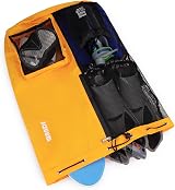 WANDF Swim Bag Mesh Drawstring Backpack XL Orange Wet Pocket view 3