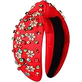 YAHPERN Christmas Headband for Women Christmas Accessories Xmas Bow Tree Snowflake Knotted Headband Crystal Top Knot Headbands