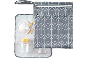 saicheek Water-proof Breast Pump Parts Bag with Place Mat,Wet Dry Bag for Breast Pump Parts,Storage Wet and Dry Parts Separately