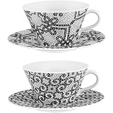 Vista Alegre Porcelain Portuguese Cobblestone Tea Cups &amp; Saucers Set of 2