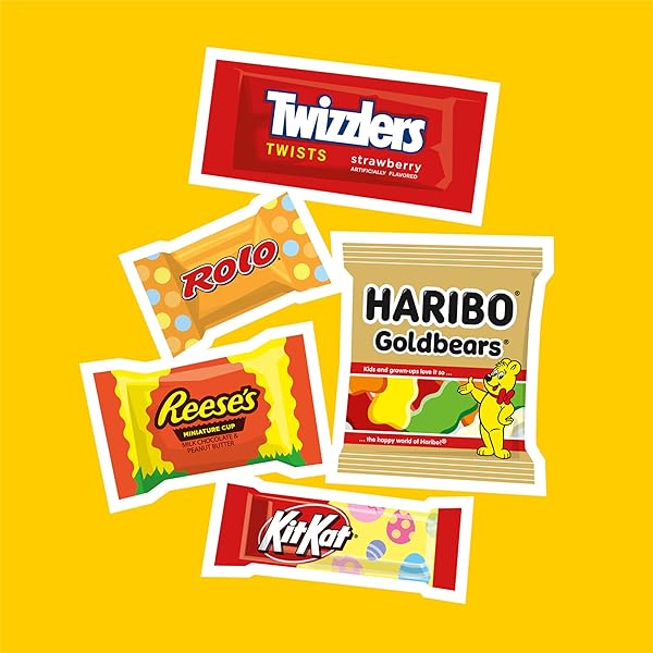REESE’S, TWIZZLERS, ROLO, HARIBO, AND KIT KAT ASSORTED FLAVORED CANDY BULK BAG, EASTER CANDY, EASTER BASKET FILLERS, 31.5 OZ (110 PIECES)