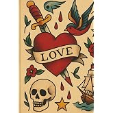 Old School Tattoo Journal – Retro Flash Art Notebook with 150 Lined Pages