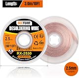 BEEYUIHF Desoldering Wick Braid Flux No-Clean Copper Wire 2.5mm x 3M 3Pcs view 7