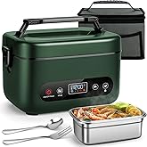 THZDMI 1.2L Cordless Electric Lunch Box – 20000mAh Rechargeable Portable Food Warmer with 5-Sided Heating, Auto Temperature Control, Leakproof & BPA-Free – Perfect for Office, Truck, Outdoors Green