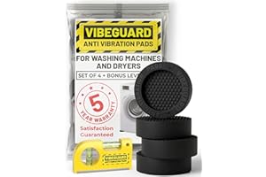 SUMATO STUFF Anti Vibration Pads for Washing Machine featuring 3D TrianGrip & FREE Level Tool - Larger Opening Fits All Washer Feet - Stops Moving, Walking - Prevents Noise, Vibration Transfer - VIBEGUARD 4 Pack