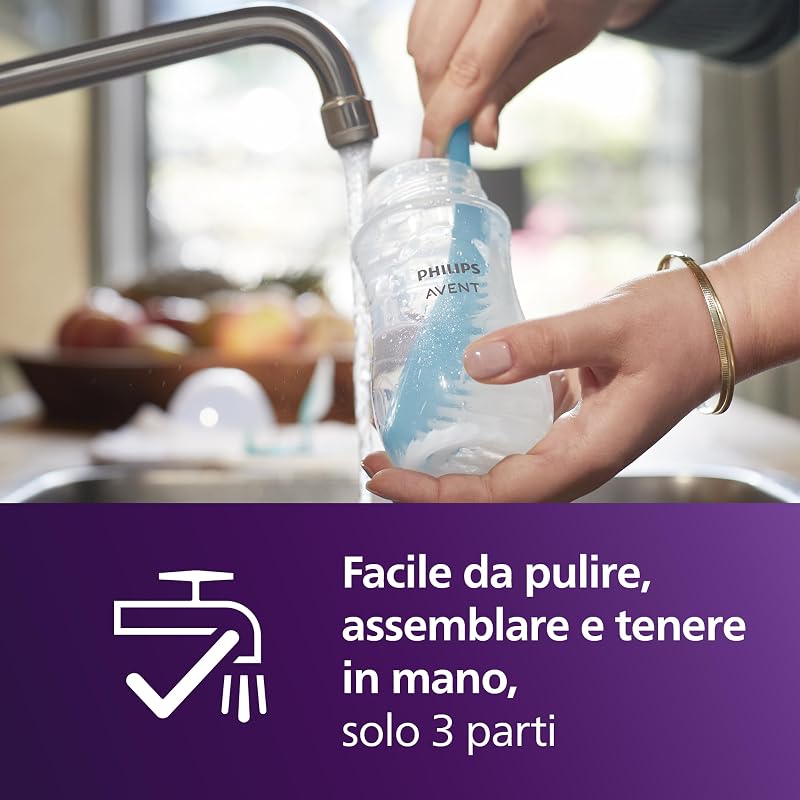 Avent Natural Response set regalo per bambini: 2 biberon Natural Response da 260 ml con tettarella flusso 3 (1m+), 4 ciucci ultra air (modello SCD837/13)