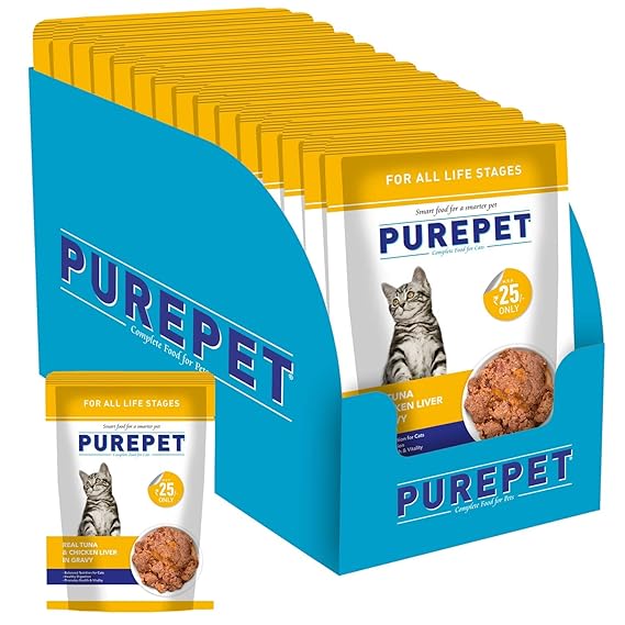 Buy Purepet Wet Cat Food, Real Tuna and Chicken Liver in Gravy, 15