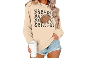 Ithalt Game Day Sweatshirt Women Cute Football Graphic Pullover Shirt Football Season Long Sleeve Tops