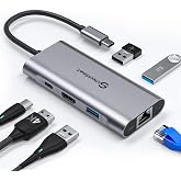 UtechSmart USB C Hub, Ethernet Multiport Adapter 6 in 1 USB C to HDMI Dock | Gigabit Ethernet 100W PD 4K HDMI USB 3.0,Compati