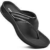 AEROTHOTIC Arch Supportive Strappy Orthotic Comfortable Flip Flops Cushion Soft Toe Post Non-Slip Summer Casual Travel Walking Thong Sandals Women Beach Essentials