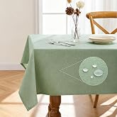 Pureegg Rectangle Linen Tablecloth Waterproof &amp; Stain Resistant, Wrinkle-Free Table Cloth Adds Elegance and Protection, Ideal for Dining, Party, Wedding and Outdoor, 52 x 70 Inch, Sage Green