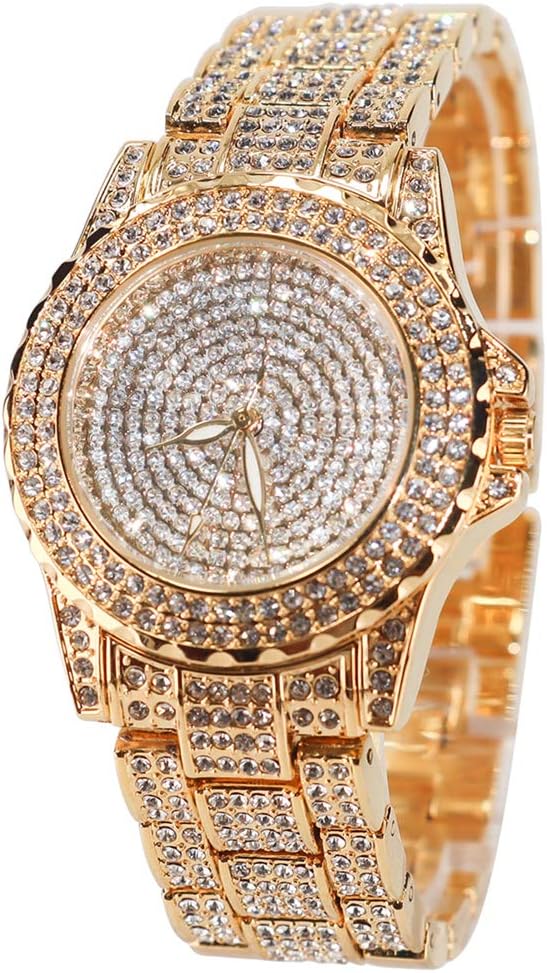 Smalody Round Luxury Women Watch Crystal Rhinestone Diamond Watches Stainless Steel Wristwatch Iced Out Watch with Japan Quartz Movement for Women | Simulated Lab Diamonds