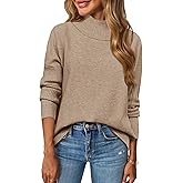 Saodimallsu Womens Mock Neck Sweater Tops Fall Long Sleeve Loose Casual Soft Knit Batwing Pullover Sweaters