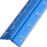 Kyuionty 12" Engineer Scale Ruler Architectural Ruler Imperial, Blue | Laser-Etched Scale 1:10, 1:20, 1:30, 1:40, 1:50, 1:60, Aluminum Architect Triangular Ruler Engineering Civil Drafting Tool